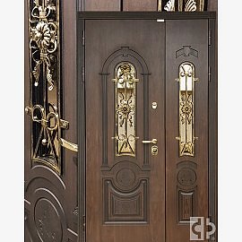 Двустворчатая входная дверь "Эксклюзив 3" выполнена под заказ