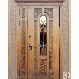 Входная двустворчатая дверь "Эксклюзив 7" выполнена под заказ  (атмосферостойкий VINORIT, патина)