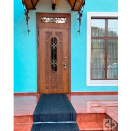 Входная двустворчатая дверь "Лацио" с фрамугой (атмосферостойкий VINORIT, патина)