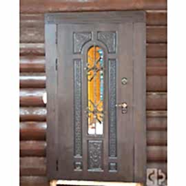 Входная дверь "Лацио" с широким наличником (атмосферостойкий VINORIT, патина)